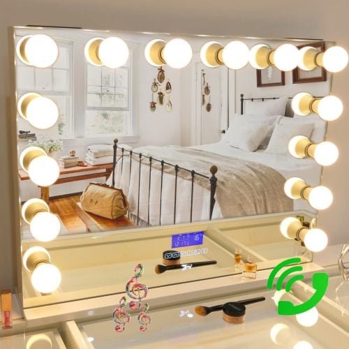 7seas® Vanity Premiere Pro Max Audio – Frameless Hollywood Mirror with LED Lights & Bluetooth (80×63 cm)