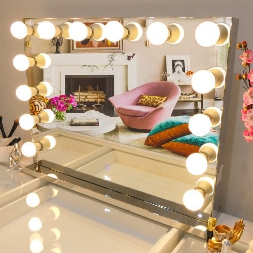 7seas® Vanity Premiere Pro Max (Chrome) – Frameless Hollywood Mirror with LED Lights (80×63 cm)