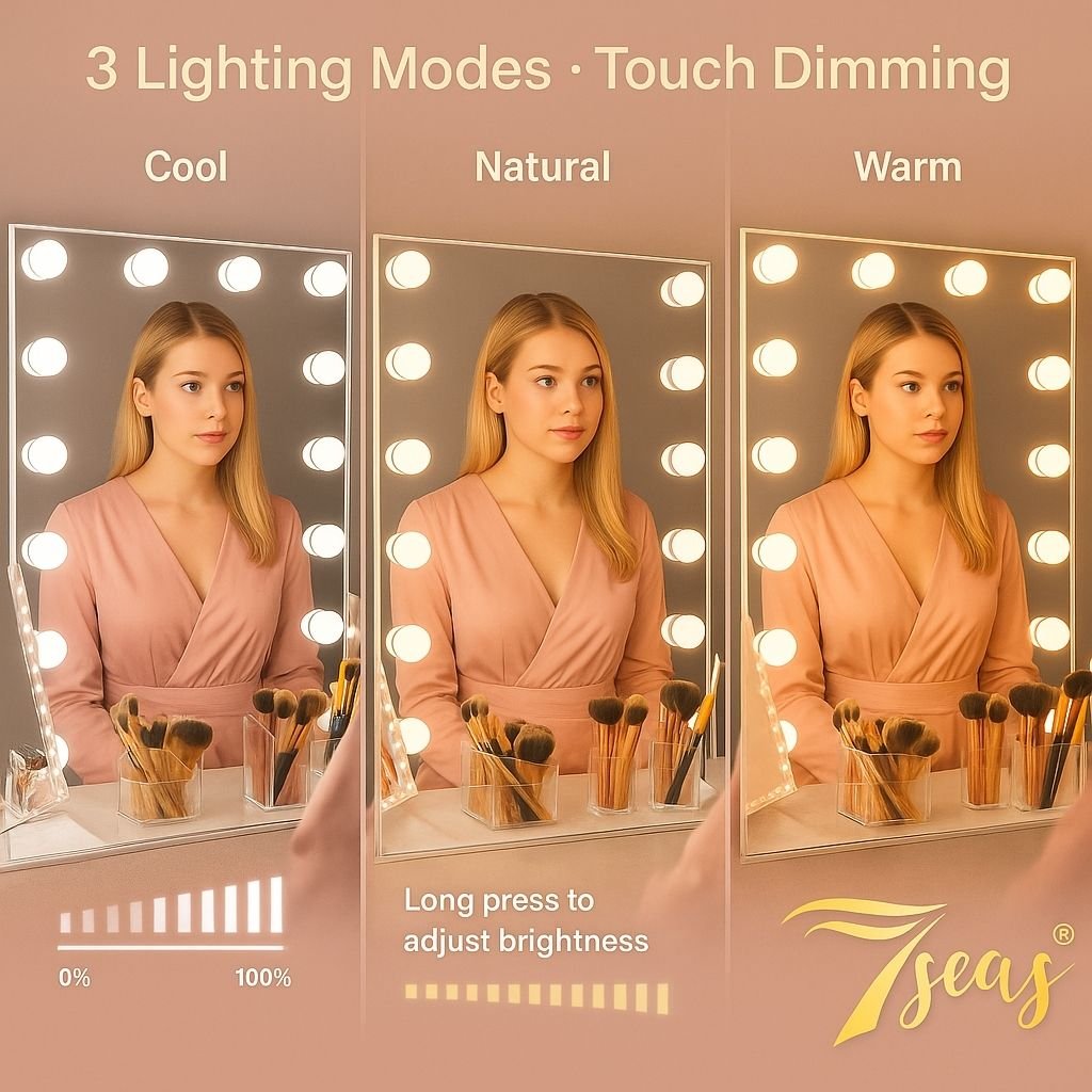 7Seas® – Luxury Hollywood Vanity Mirror &Amp; Dressing Table – Premium Led Lighting – Uk
