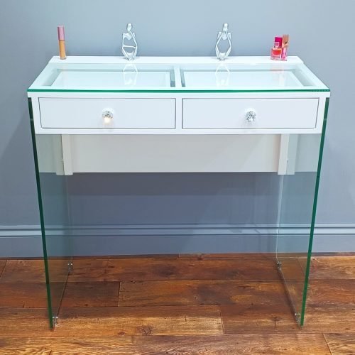 7seas® MILY Vanity Station – White High Gloss & Glass Legs