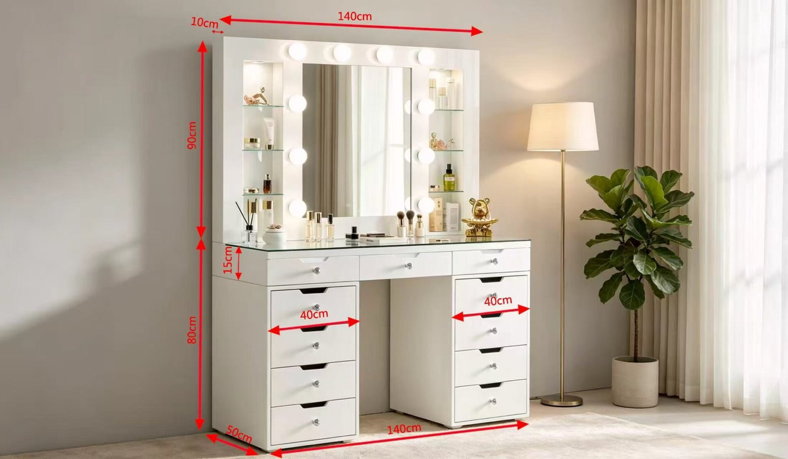 7Seas® – Luxury Hollywood Vanity Mirror &Amp; Dressing Table – Premium Led Lighting – Uk
