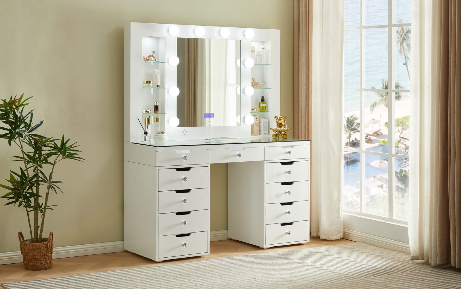 7Seas® – Luxury Hollywood Vanity Mirror &Amp; Dressing Table – Premium Led Lighting – Uk
