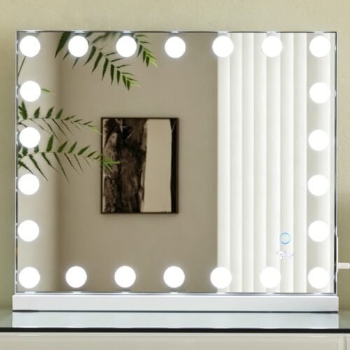 7seas® STARLIGHT™ Hollywood Vanity Mirror 56 x 48cm with 22 LED Lights, Touch Control, USB & USB Type-C Charging, Tabletop & Wall Mounted – White