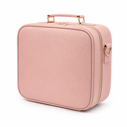 7seas® VOYAGE LUXE™ LED Makeup Travel Case with Touch LED Mirror, 3 Colour Lighting, Adjustable Dividers, Shoulder Strap & Luggage Sleeve – Pink | 26 × 23 × 12cm
