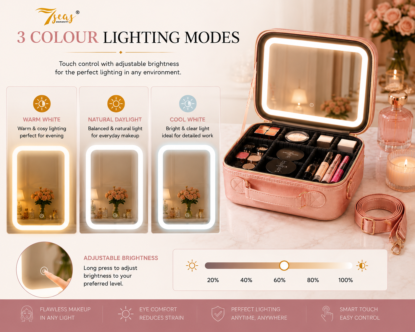 7Seas® – Luxury Hollywood Vanity Mirror &Amp; Dressing Table – Premium Led Lighting – Uk