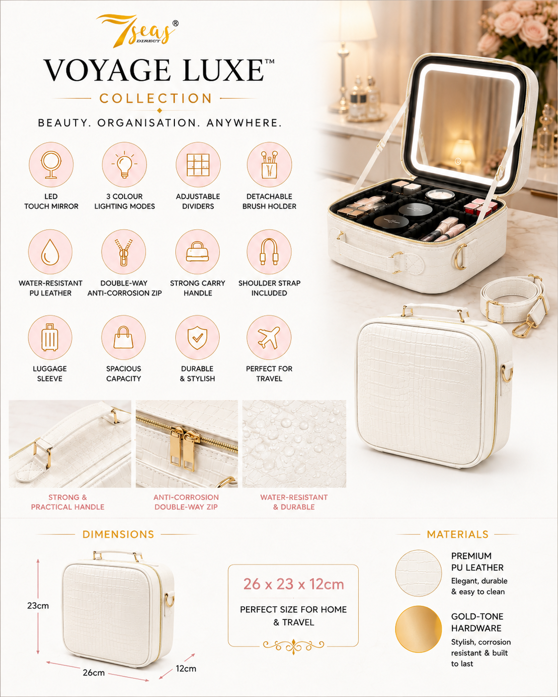 7Seas® – Luxury Hollywood Vanity Mirror &Amp; Dressing Table – Premium Led Lighting – Uk