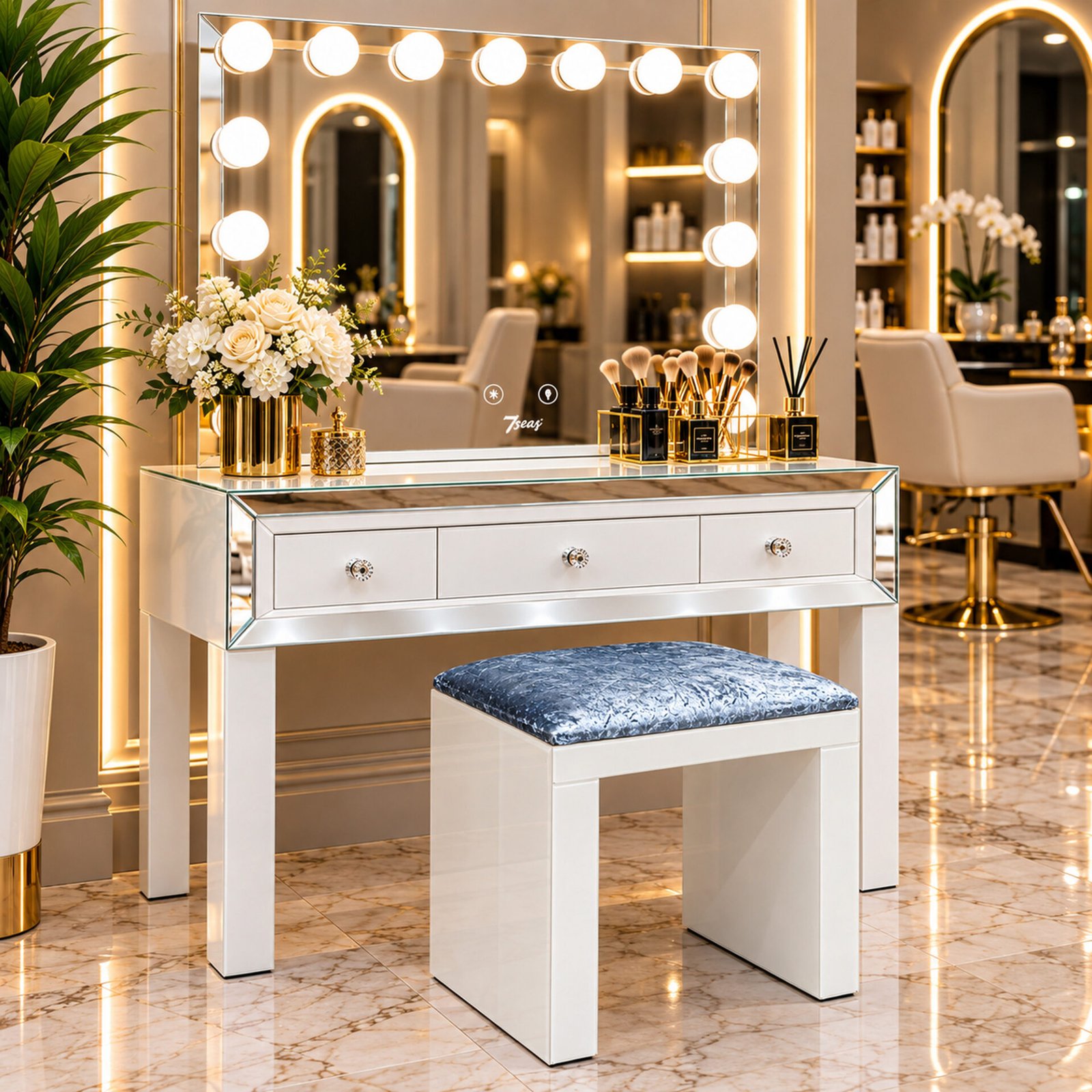 7Seas® – Luxury Hollywood Vanity Mirror &Amp; Dressing Table – Premium Led Lighting – Uk
