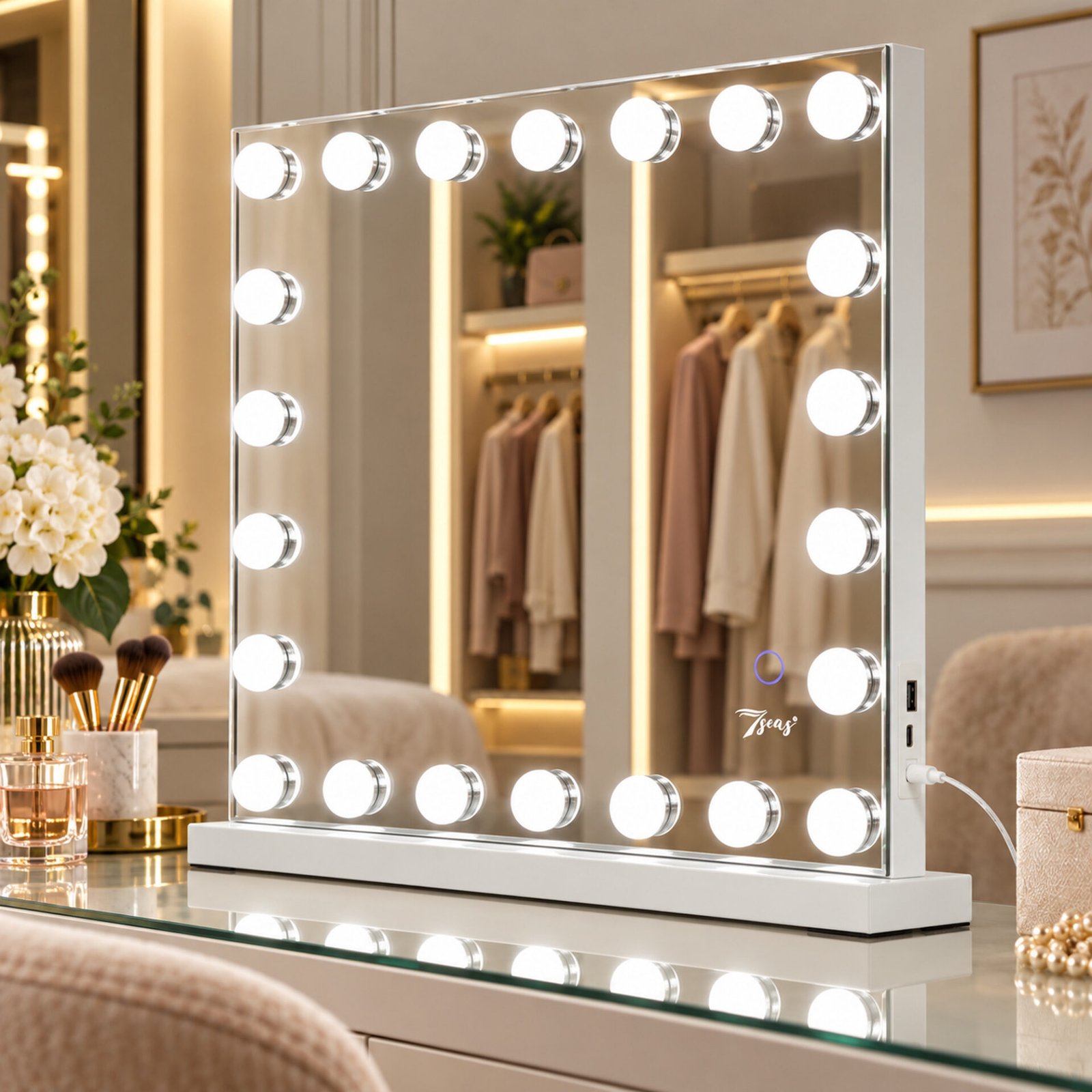 7Seas® – Luxury Hollywood Vanity Mirror &Amp; Dressing Table – Premium Led Lighting – Uk