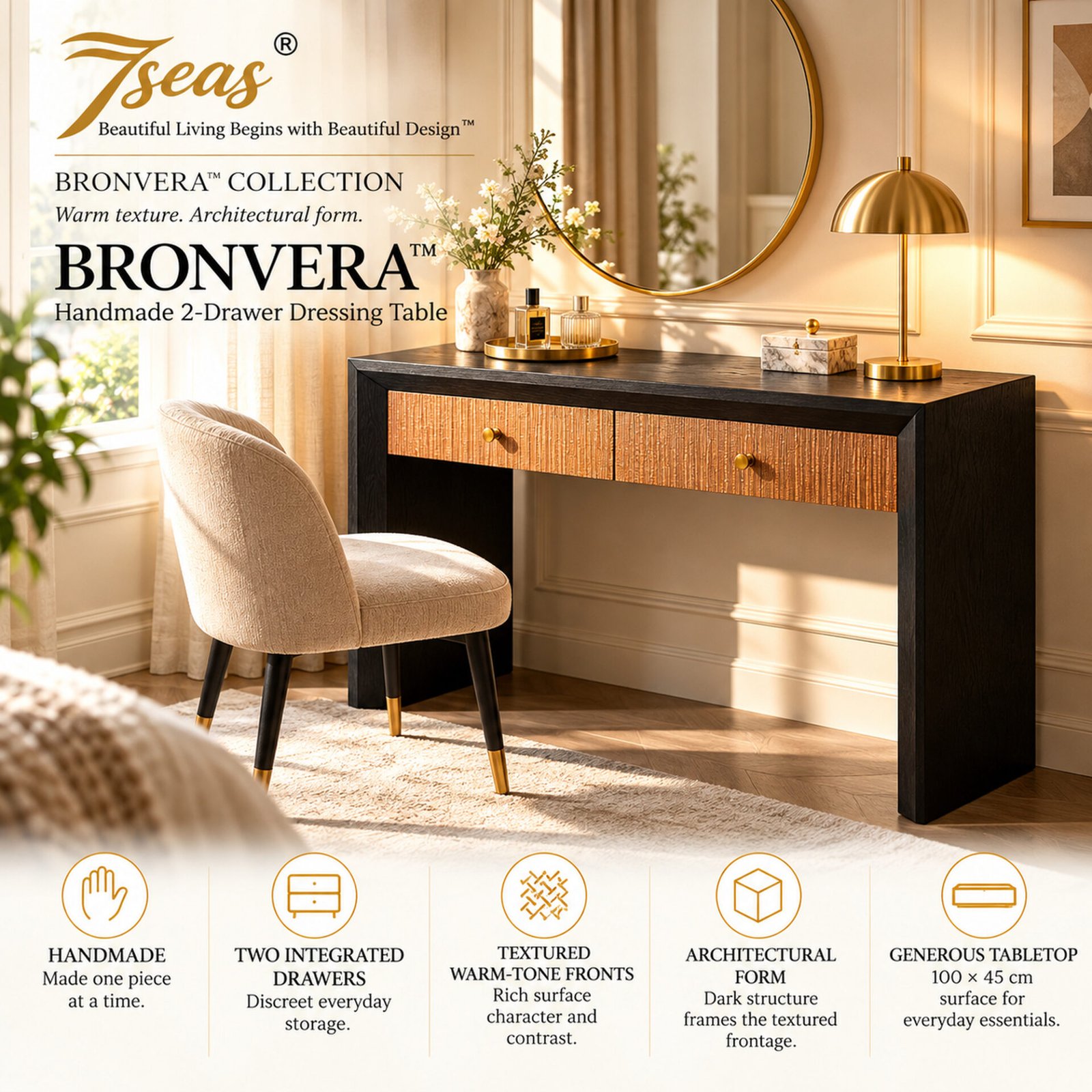 7Seas® – Luxury Hollywood Vanity Mirror &Amp; Dressing Table – Premium Led Lighting – Uk