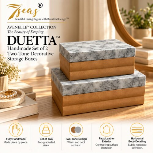 7seas® AVENELLE™ — DUETTA™ Handmade Set of 2 Two-Tone Decorative Storage Boxes
