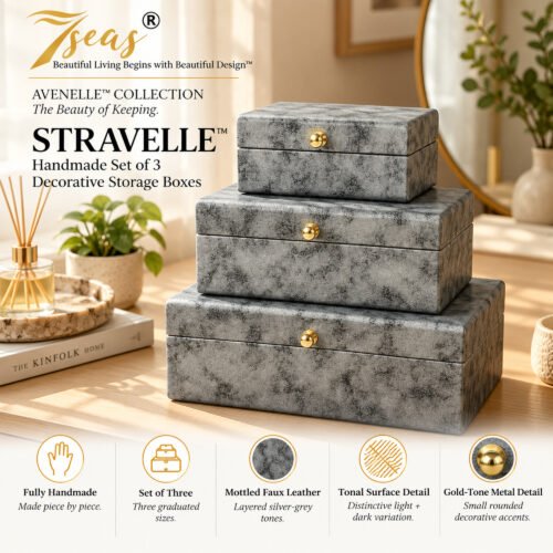 7seas® AVENELLE™ — STRAVELLE™ Handmade Set of 3 Decorative Storage Boxes