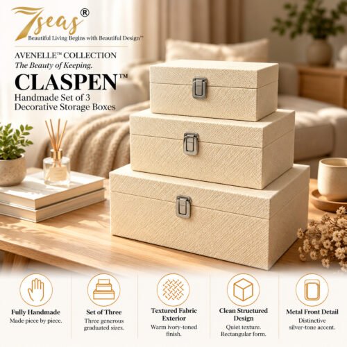 7seas® AVENELLE™ — CLASPEN™ Handmade Set of 3 Decorative Storage Boxes