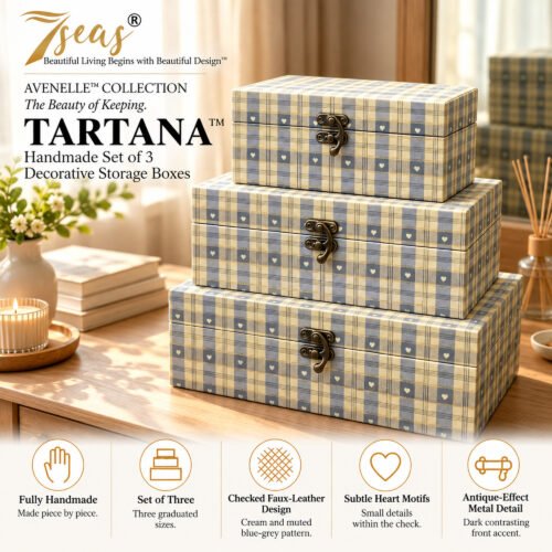 7Seas® Avenelle™ — Tartana™ Handmade Set Of 3 Decorative Storage Boxes