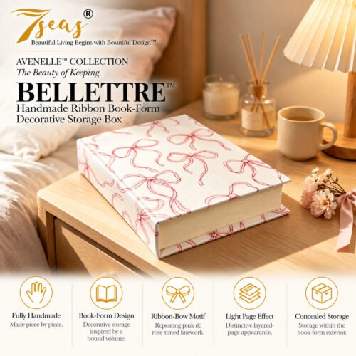 7seas® AVENELLE™ — BELLETTRE™ Handmade Ribbon Book-Form Decorative Storage Box